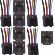 Coche 12V 12 Voltios DC 80A AMP Relé y zócalo transparentes Spdt 5 pines 5 cables